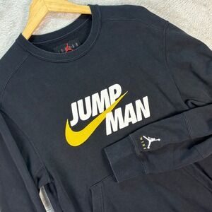 Nike Jordan Jumpman Men's Black Yellow Logo Crewneck Sweatshirt Sz XS Streetwear